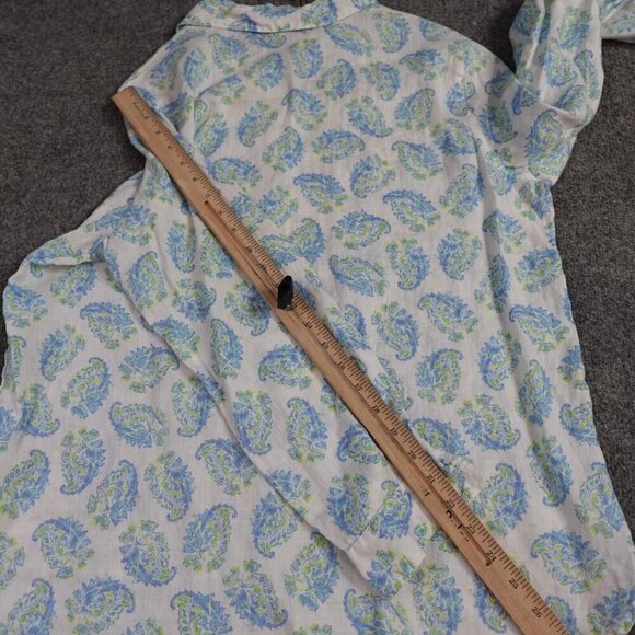 J. Jill Shirt Medium White Blue Paisley All Over Print 100% Linen - Picture 8 of 9